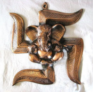  : . . . . INDIA WALL PLAQUE BRASS GANESHA HINDU DIETY SWASTIKA YOGA WALL HANGING INDIAN NW.jpg