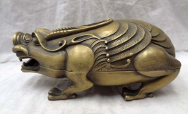  : . . .Chinese Pure Bronze Wealth Dragon Head Unicorn.jpg