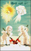  : 0. 1909 .   ! .NORWEGIAN NEW YEAR FANTASY POSTCARD SUN & CLOUD FACES SNOWMEN BROOMS.jpg