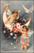 ������������� ����: 0. � ����� ����� ! �����. Bonne Annee, New Year, Crescent Moon, Letter, Cupid Pixie, stars, roses. 190 �.9.jpg